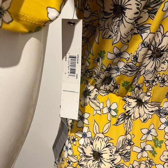 Maggy London Floral Print Yellow A-Line Dress - Picture 4 of 14